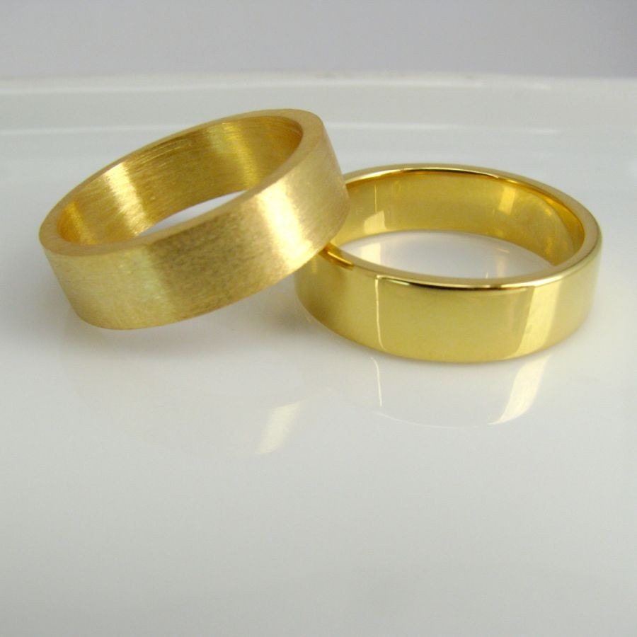 Matching Yellow Gold Plated Wedding Rings Real 24K gold