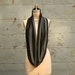 Scarf Jersey Circle Scarves Womens Infinity Scarf Charcoal Gray and Black Stripe Cowl Scarf Ruffled Edge Scarves