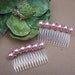 Vintage hair combs 2 retro pink faux pearl trimmed hair accessories (e)