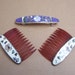 Vintage hair accessories Mexican Alpaca abalone inlay hair combs barrettes (CC)