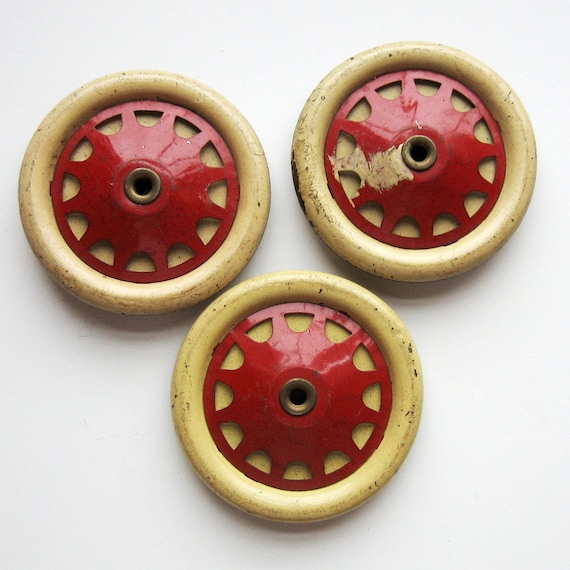 Vintage Meccano Toy Wheels. France. Set of 3 by