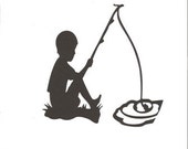 Items similar to Little boy fishing silhouette on Etsy