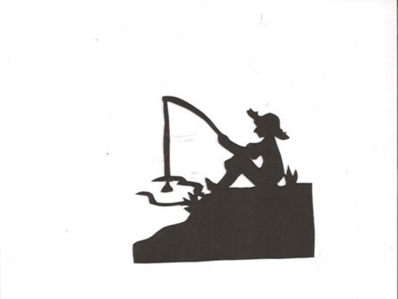 Download Little boy fishing silhouette