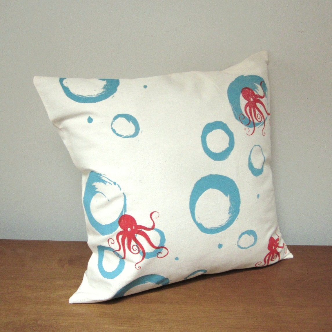 Octopus Print Pillow case Button Back