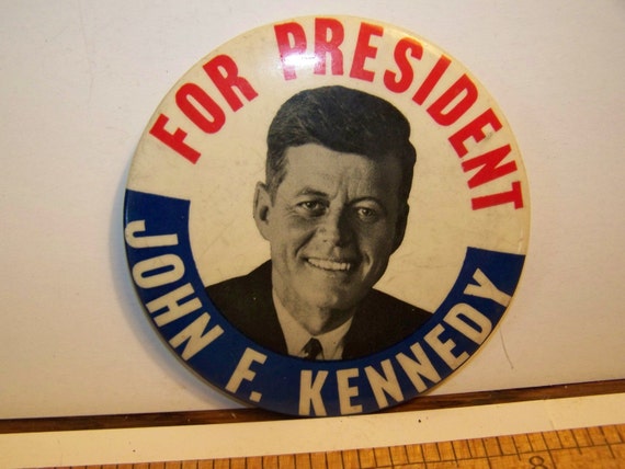 JFK John Kennedy political campaign button by bullseyecollectibles