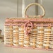 Vintage Basket/ Sewing/ Pink /Cream/ Wood /Fabric/ MidCentury /Wicker /Japanese from Tessiemay