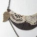 Bib Necklace Bohemian Jewelry Lace Jewelry, Gypsy Necklace, Woodland Rustic Antique Beige, Brown, Leaf