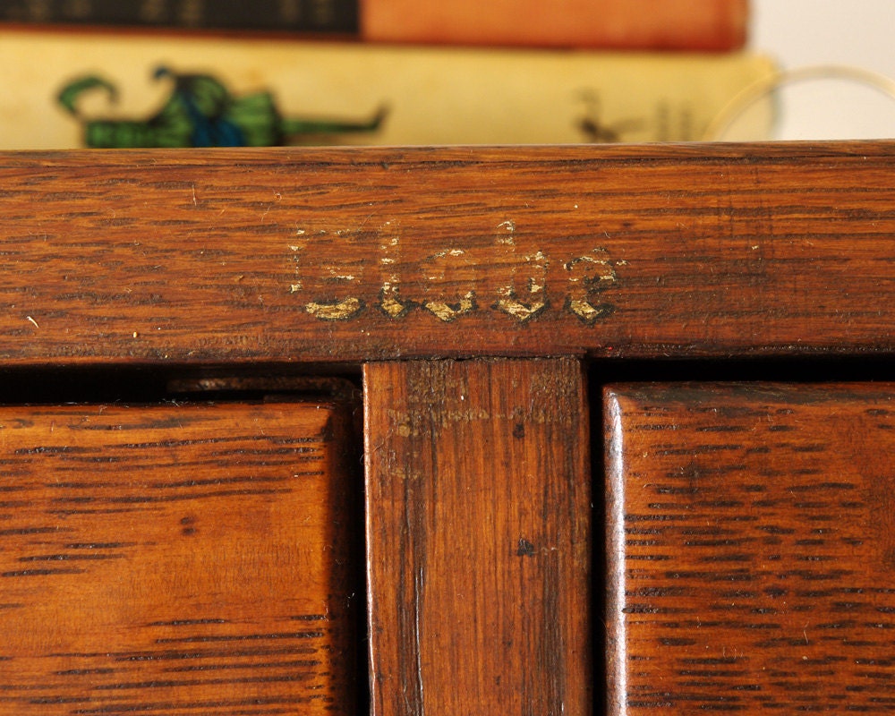 Wood Library Card File Six Drawer Globe Wernicke