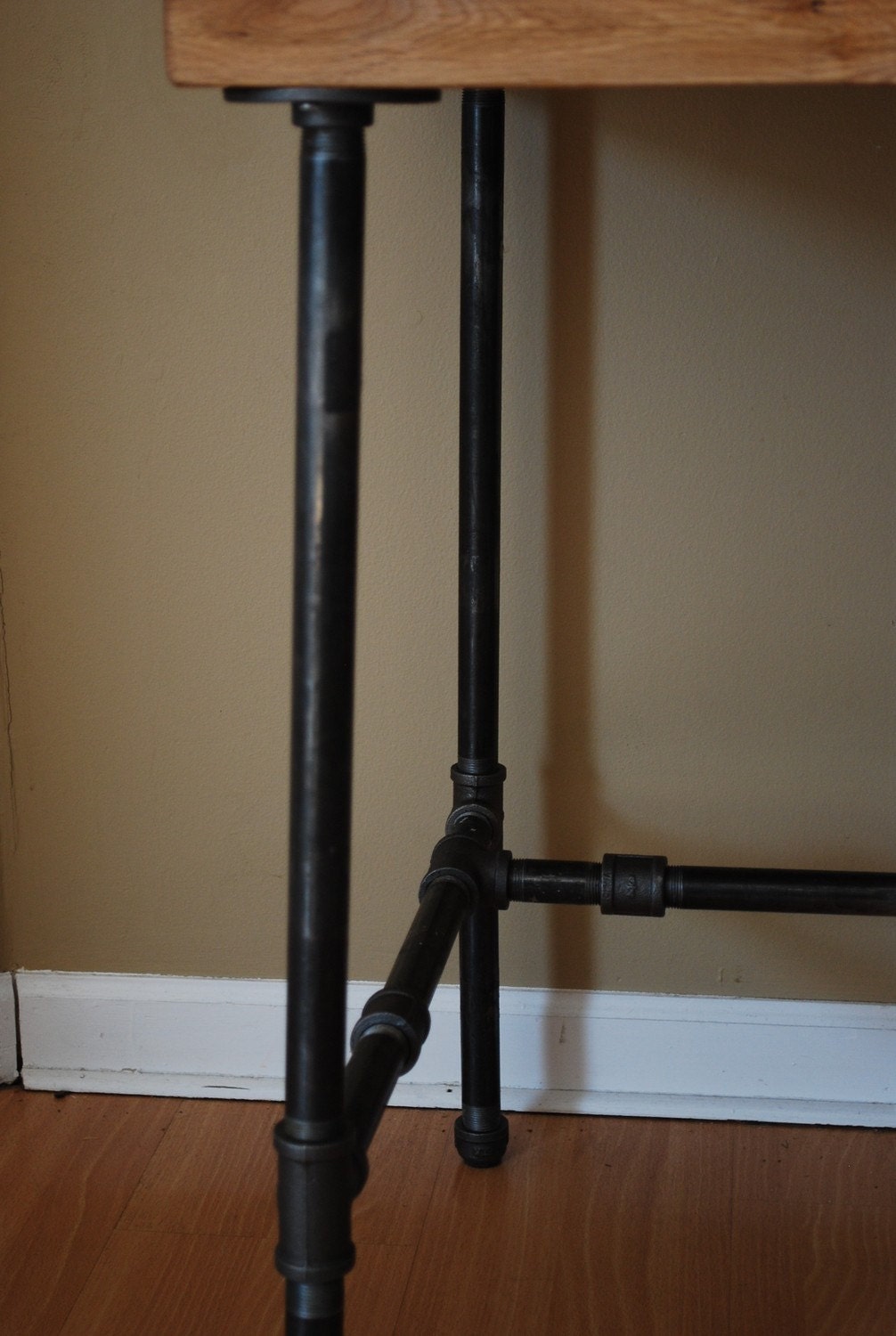 Industrial Modern Steel pipe and Oak desk