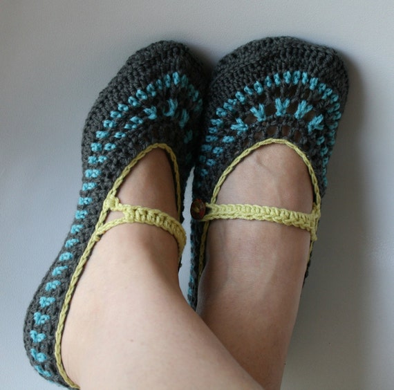 Items similar to Crochet PATTERN adult mary jane slippers ...