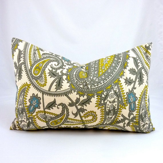 items similar to yellow and gray pillow cover designer lumbar pillow gray and yellow paisley items similar to yellow and gray pillow cover designer lumbar pillow gray and yellow paisley