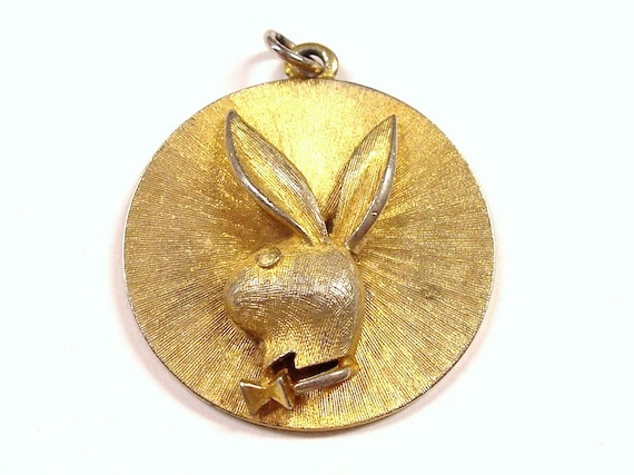 Vintage PLAYBOY Bunny Pendant Medallion Gold Look by punksrus
