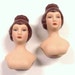 VINTAGE Porcelain DOLL Heads Two (2) Doll Heads Brown Hair Updo Gorgeous Proper Lady Unused Store Stock Vintage Doll Parts Destash (J147)