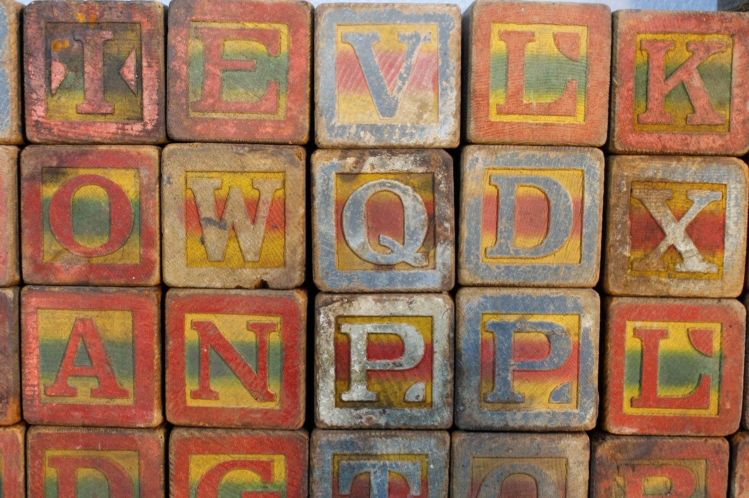 Mixed Set of Vintage Wooden Alphabet Blocks