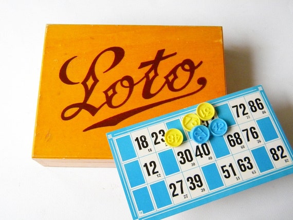 vintage french lotto game and box 'loto' by thehopetree on Etsy