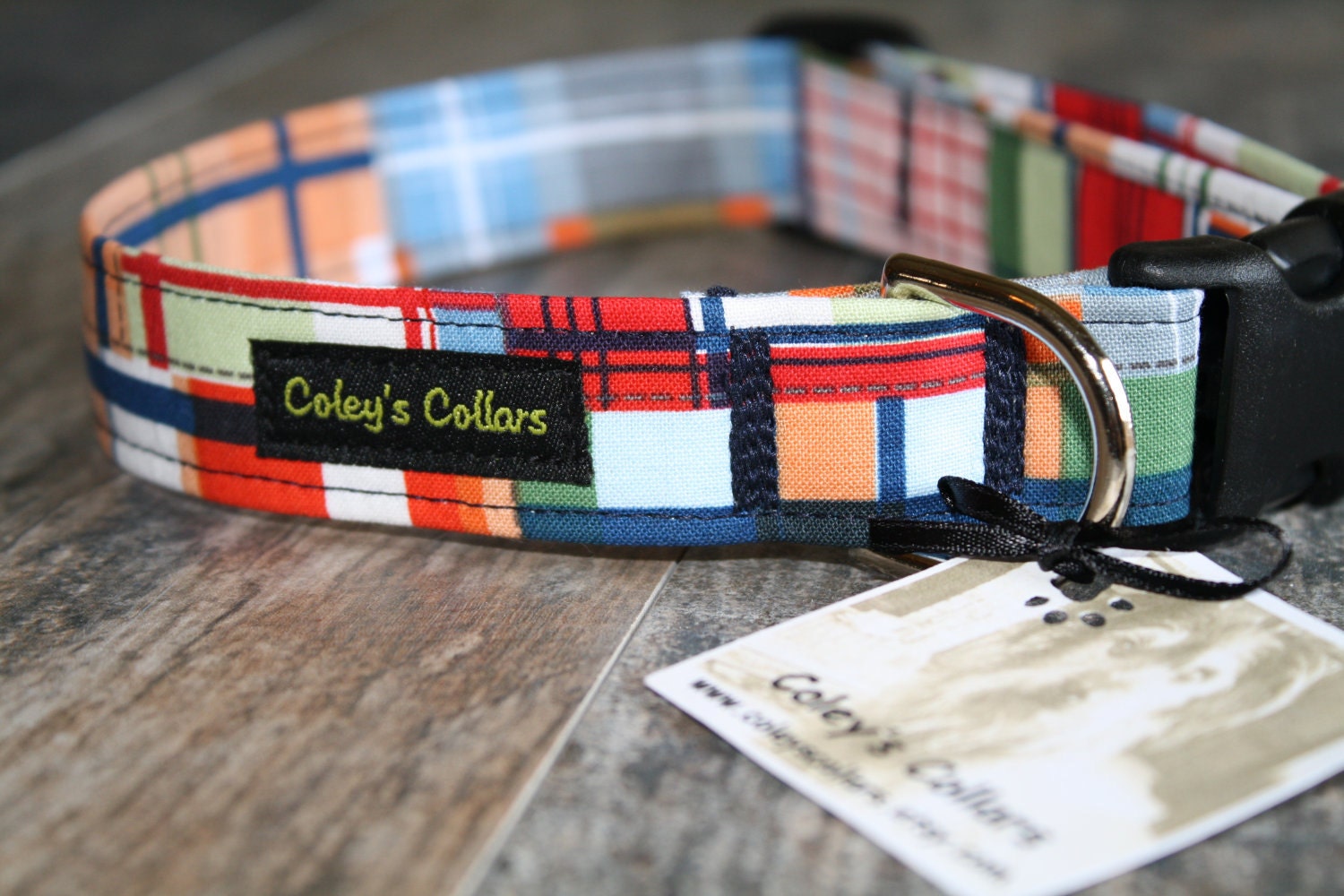 Preppy Nautical Plaid Dog Collar The Yacht Club