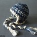 Newborn Baby Boy Navy, Blue and White Earflap Crochet Hat, Great for Photo Prop