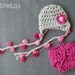 Newborn Baby Girl Gray and Pink PomPom Detachable Flower Earflap Crochet Hat and Diaper cover Set, Great for Photo Prop