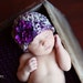 Baby Girl Hat, Newborn Baby Girl Flower Crochet Hat in Purple and Tan, Great for Photo Prop