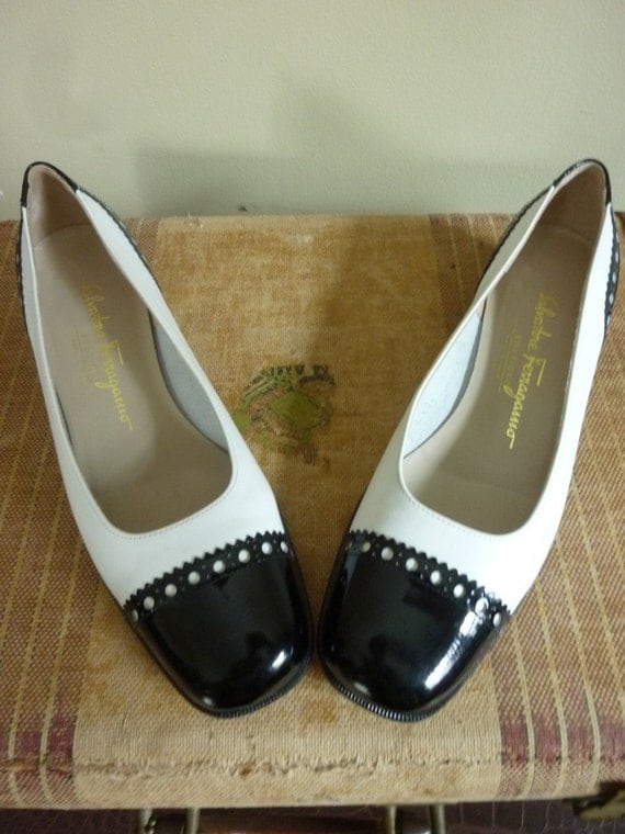 black and white spectator flats