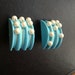 1960s blue with faux pearl beads mod clip earrings