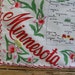 ROAD TRIP Vintage 1950s MINNESOTA souvenir hankie picture map handkerchief mint