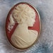 Vintage Brooch, Vintage Cameo Brooch Peach & Cream Cameo Oval Pin,Vintage Brooch
