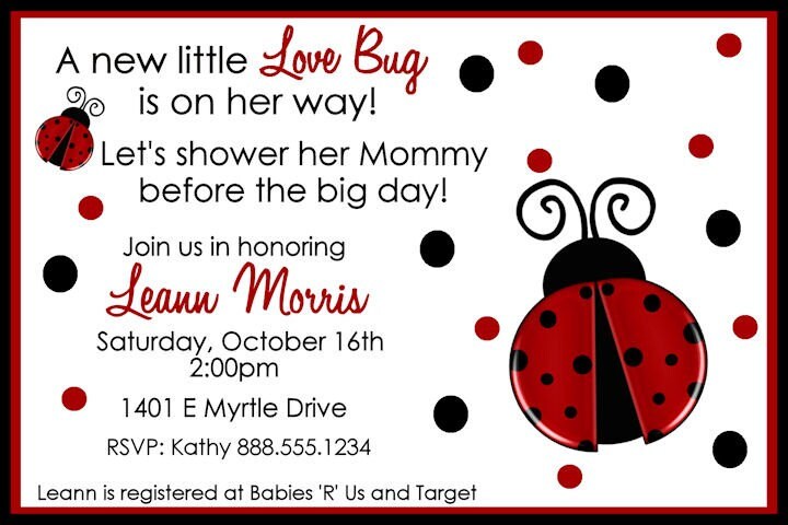 LadyBug Baby Shower Invitation Girl Invite Lady Bug