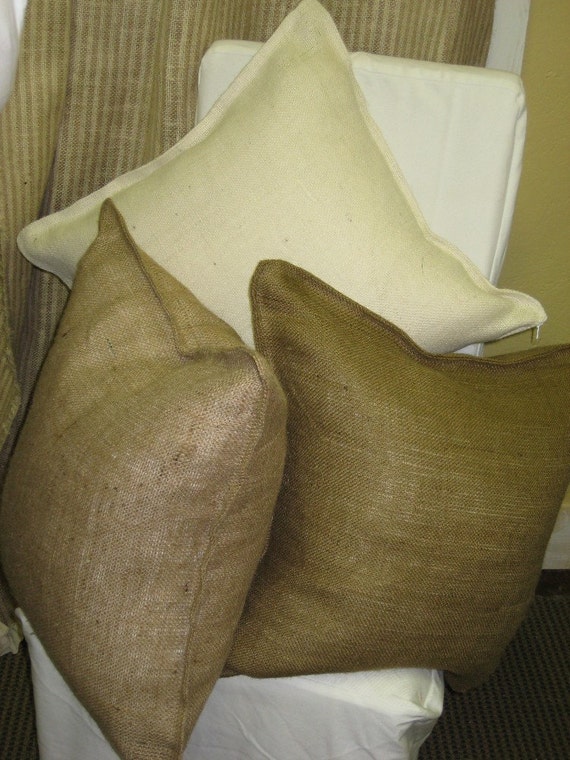 Pair of 22x22 Tailored Burlap Pillow Slips