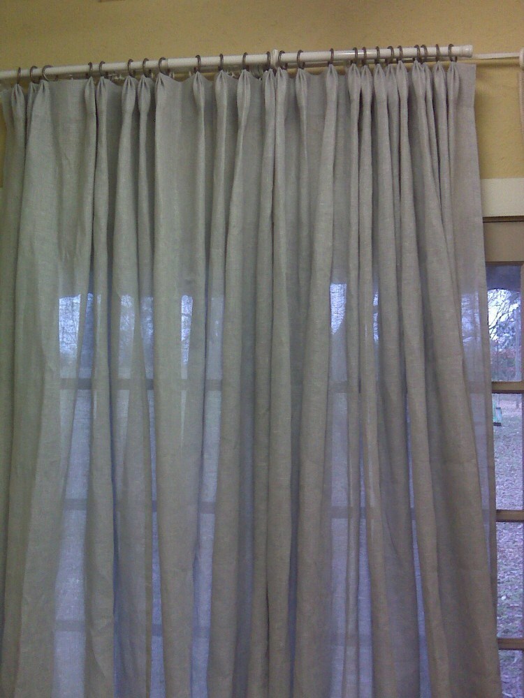 Open Weave Linen Drapery Panels-One Pair of Pleated Sheer