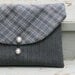 Padded iPad envelope sleeve case pouch in gray Pendleton and Pinstripes - back pocket