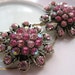 Pink rhinestone hair pins, vintage wedding hair accessory, bridal hair pins, vintage earring bobby pins, bride, prom