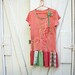 Orange and green t shirt dress, upcycled dress, recycled t shirt dress, Summer in the Country, Ladies Large