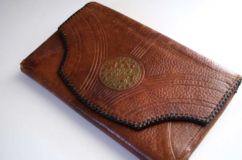vintage leather clutch