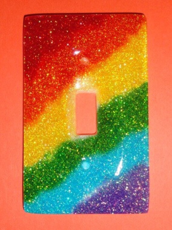 Rainbow Glitter Light Switch Fixture Cover Resin