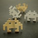 Gold-Plated Space Invader Sterling Silver Stud Earrings