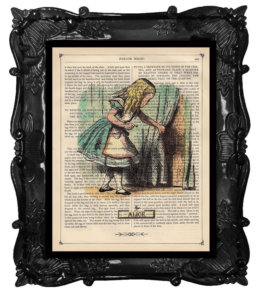 Antique Book print Alice in Wonderland Alice with by BlackBaroque