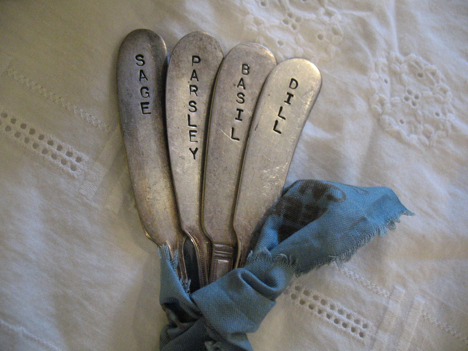Vintage Silverware Herb Garden Markers Butter knives by WoodenHive
