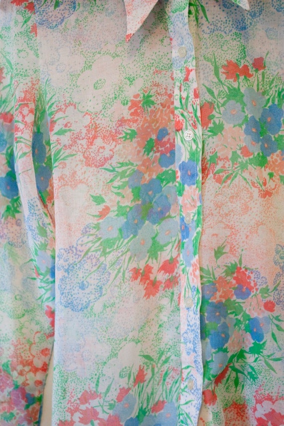 vintage gauzy cotton floral blouse S