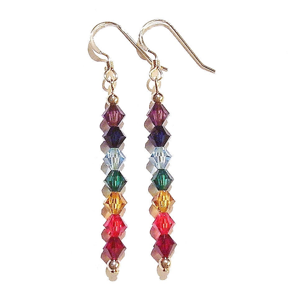 Swarovski Crystal & Gold Filled Chakra Earrings