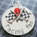 Hand Stamped Jewelry - Personalized Necklace - Nascar Racing Charm