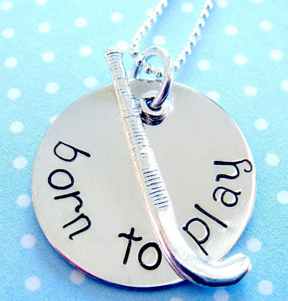Field Hockey Necklace Hand Stamped Jewlery Sterling