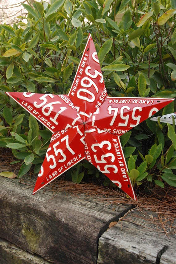 5 Point Recycled License Plate Star Decoration