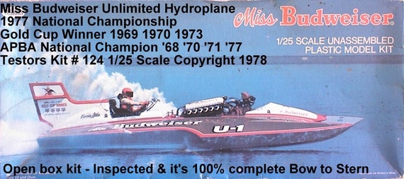 Vintage 1978 model Boat Kit Miss Budweiser Hydroplane Racing