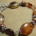 GENUINE Amber Brown Fire Agate, Coppery Freshwater Pearl, .925 Bali and Sterling Silver Bracelet
