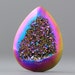 Peacock Pink Teardrop, Flat Back, Coated Gemstone Druzy Bezel Cab - 29mm (2662)