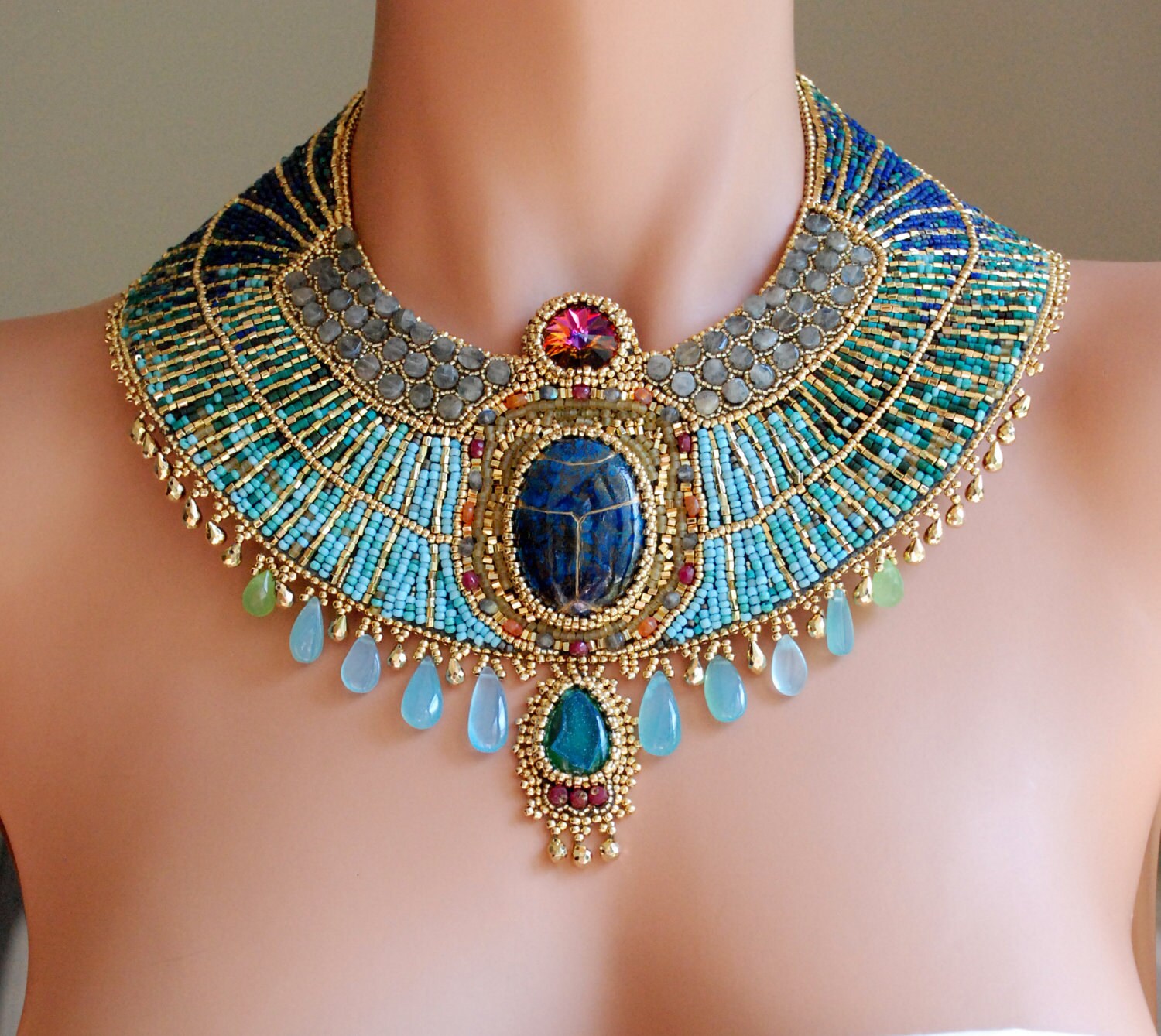 Egyptian Goddess RESERVED LISTING Gold Plate and Gemstone