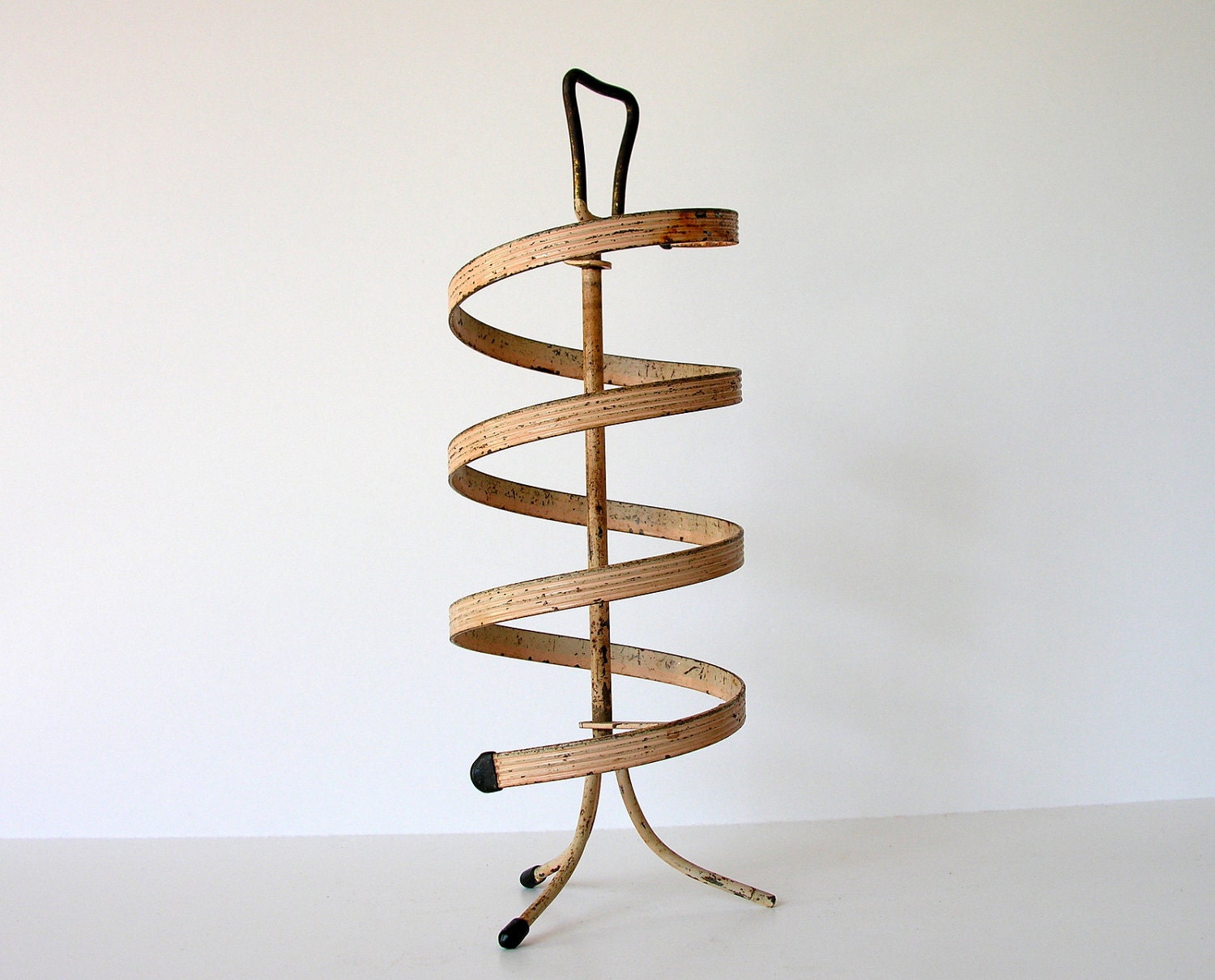 Vintage Spiral Clip Earring Display Stand Peachy Pink Metal