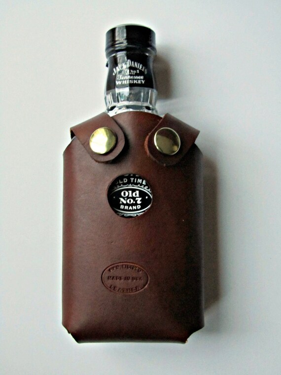 Items similar to Leather Whiskey Bottle Holster Brown on Etsy