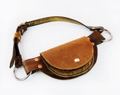 Brown leather pocket belt with narrow belt - utility